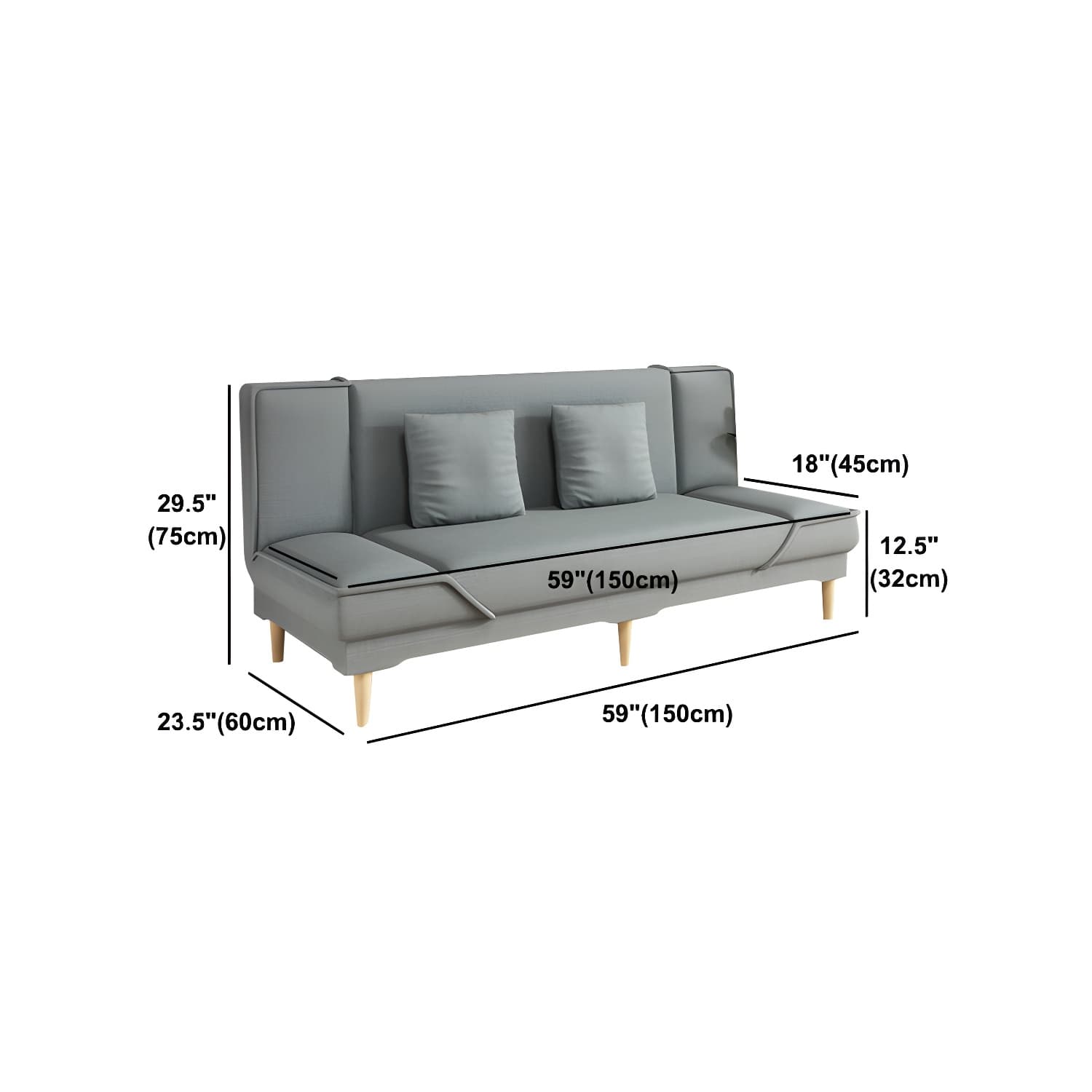 Contemporary Armless Convertible Sofa Linen Foldable Sofa for Apartment thumbnail 23