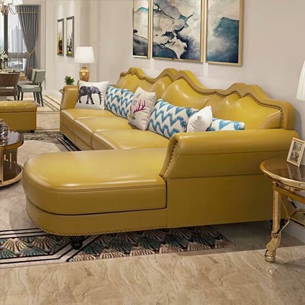 Glam Eco-Leather Flared Arm Sectional Sofa in Large Size with Nailhead Trim thumbnail 11