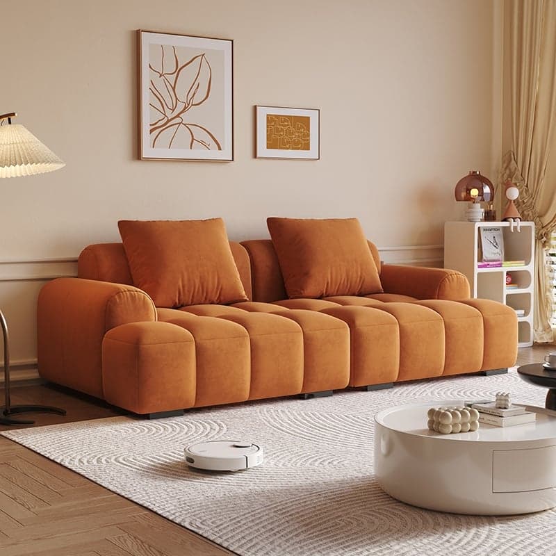 Modern Solid Color Tear Resistant Standard Sofa in Light Gray/Ivory/Citrus Color with 4-seater/Seats 5/3-seater and 2 Pillows thumbnail 4