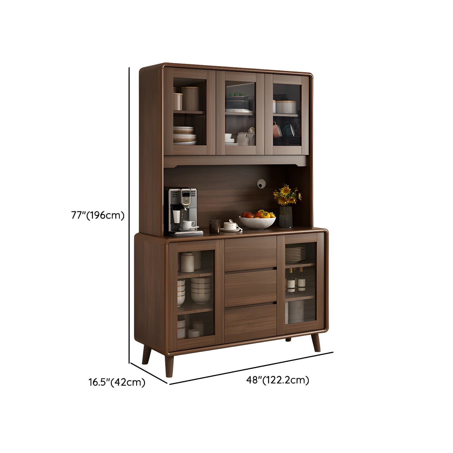 Modern Brown Wood Sideboard with Cabinets and Drawers - Stylish and Functional Buffet for Storage thumbnail 18