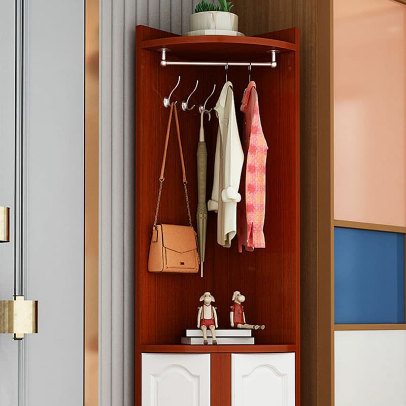 Scandinavian Wood Corner Accent Cabinet with 1 Cabinet and Opening Shelves for Room thumbnail 7