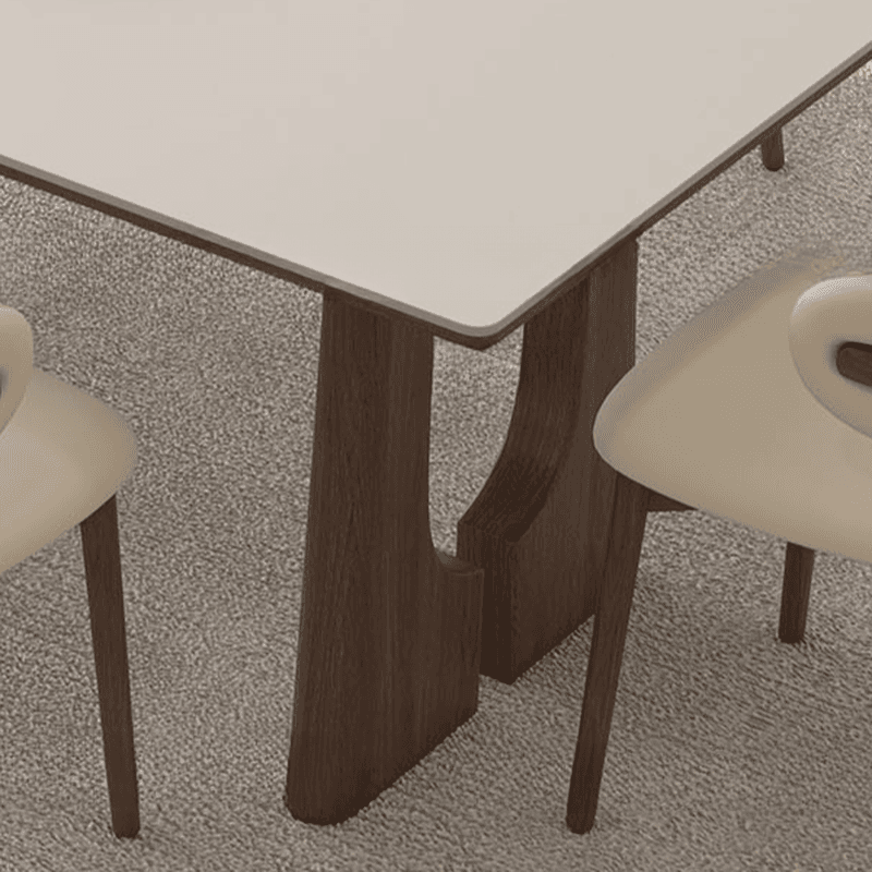 Dining Table Set with Slate Two-sided Pedestal, Upholstered Back, Fixed Table, Padded Chair, and White Top thumbnail 5