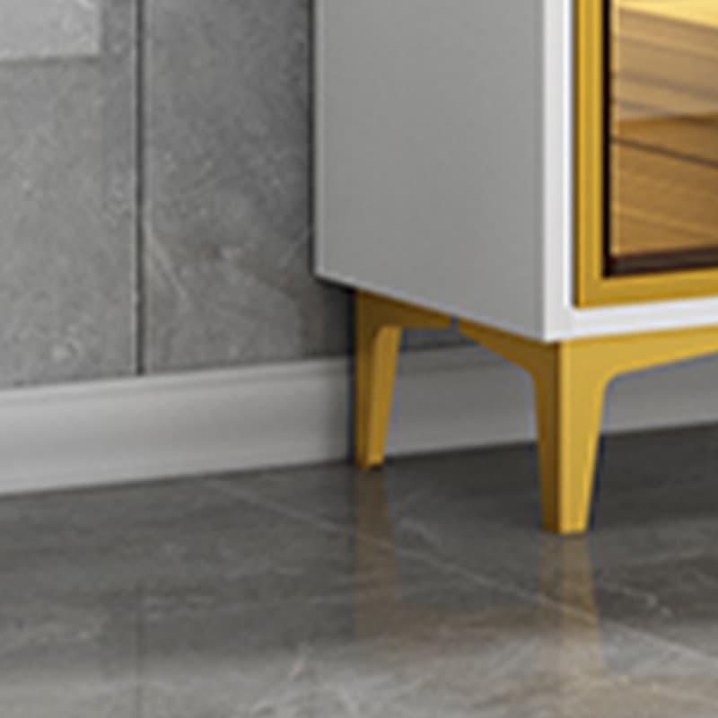Glam Rectangle Accent Cabinet with Metal Base and Wood Countertop, Glass Doors and Lighting Included thumbnail 9