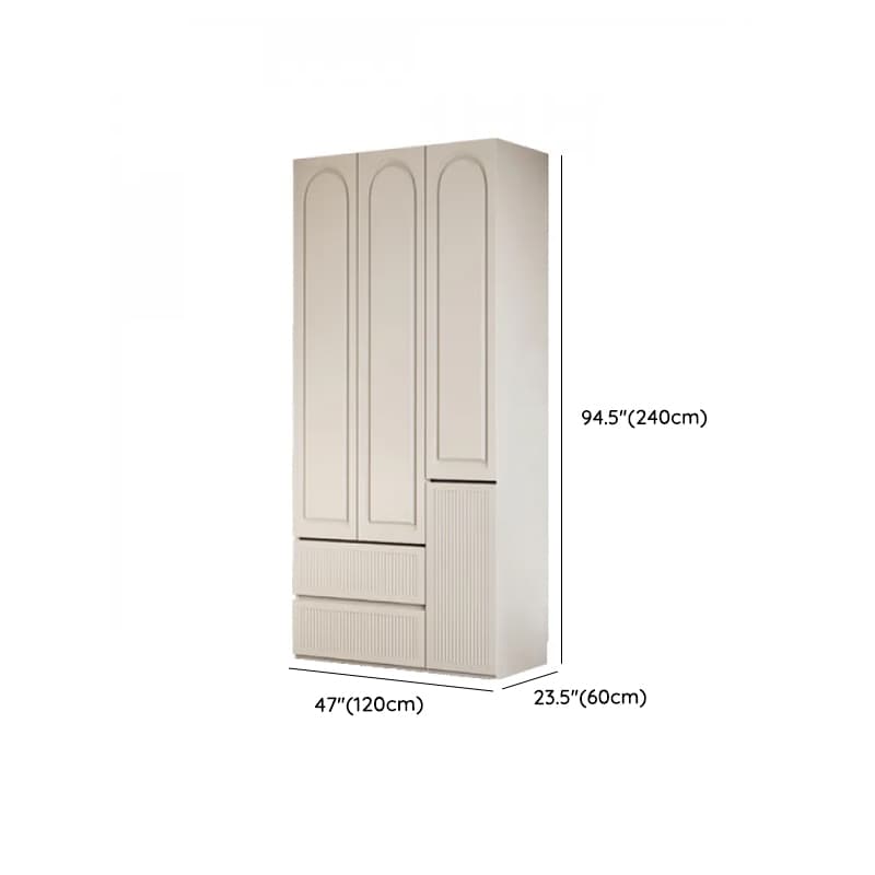 White Minimalist Manufactured Wood Independent Wardrobe Closet with Soft Close Drawer, Soft Close Door, and Interior Shelves thumbnail 15