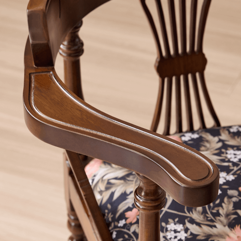 Drawing Room Arm Chair with Cushion, Arms, Natural Wood Legs, Low Back, and Foot Pads thumbnail 8