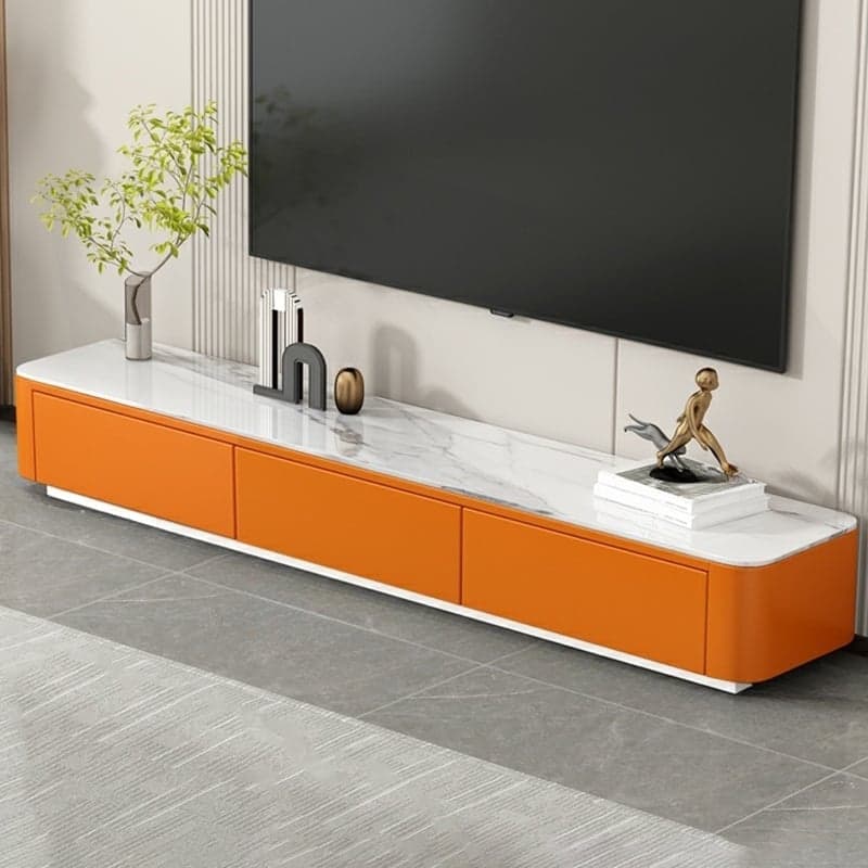 Stone Low TV Stand with Soft-close Drawers and Cable Management thumbnail 2