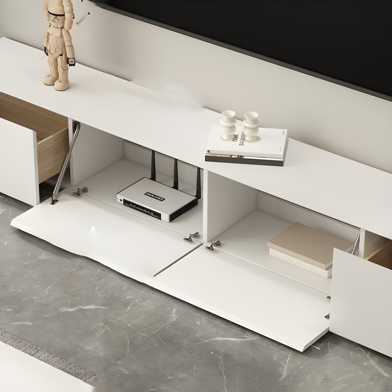 Modern Media Console Wood Media Console TV Stand for Living Room thumbnail 7