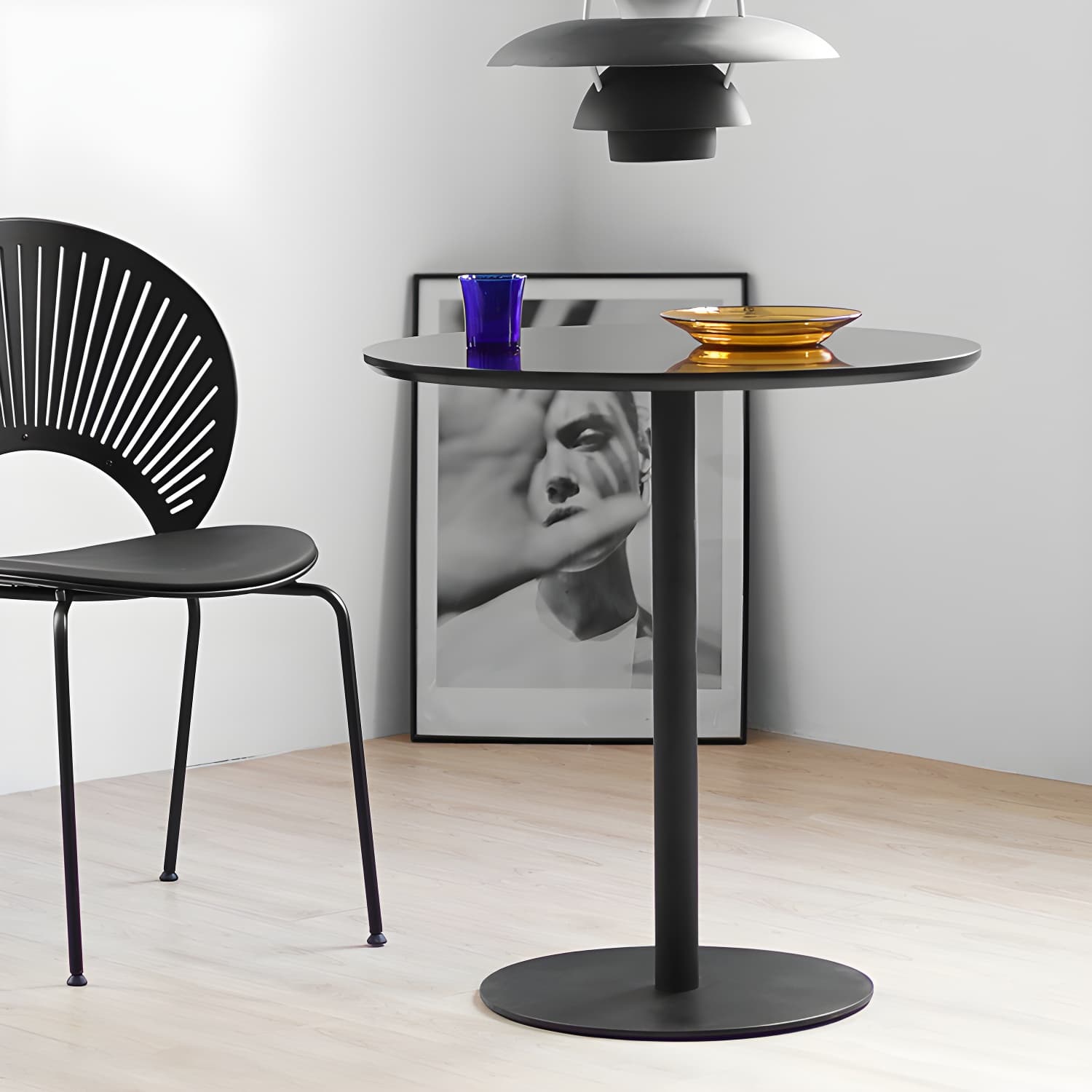 Round Tulip Base Casual Dining Table Four-Color Fixed Table with Solid Wood thumbnail 20