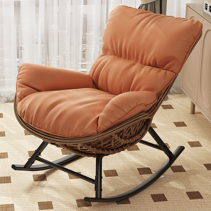 Simple Upholstered Rocking Seat with Scratch-tolerant Padded Design and Ottoman thumbnail 3