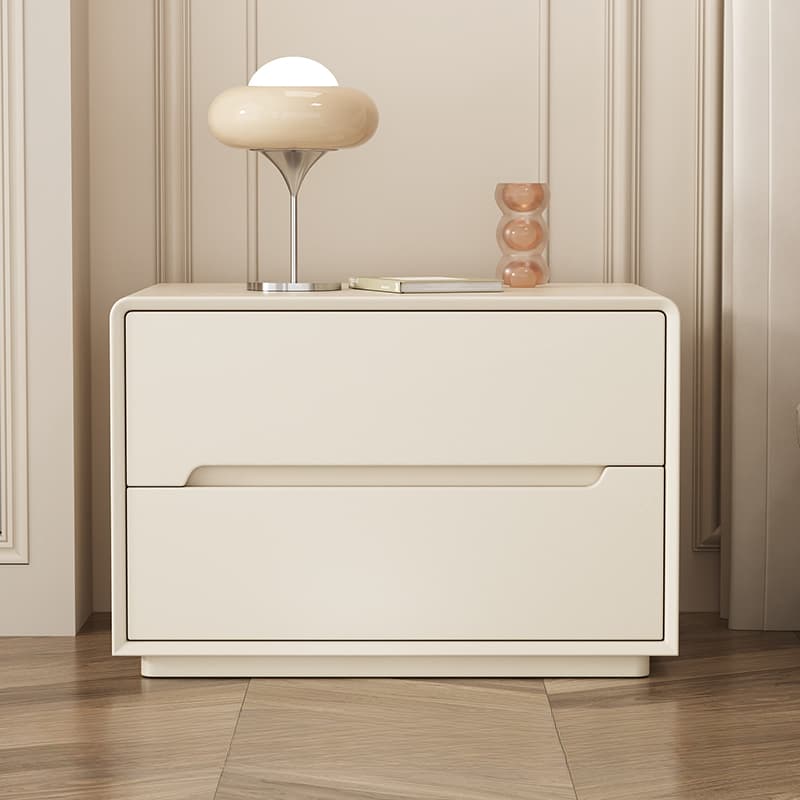 Trendy Drawer Storage Bedside Table with 2 Drawers and Vinyl Leather Countertop thumbnail 5