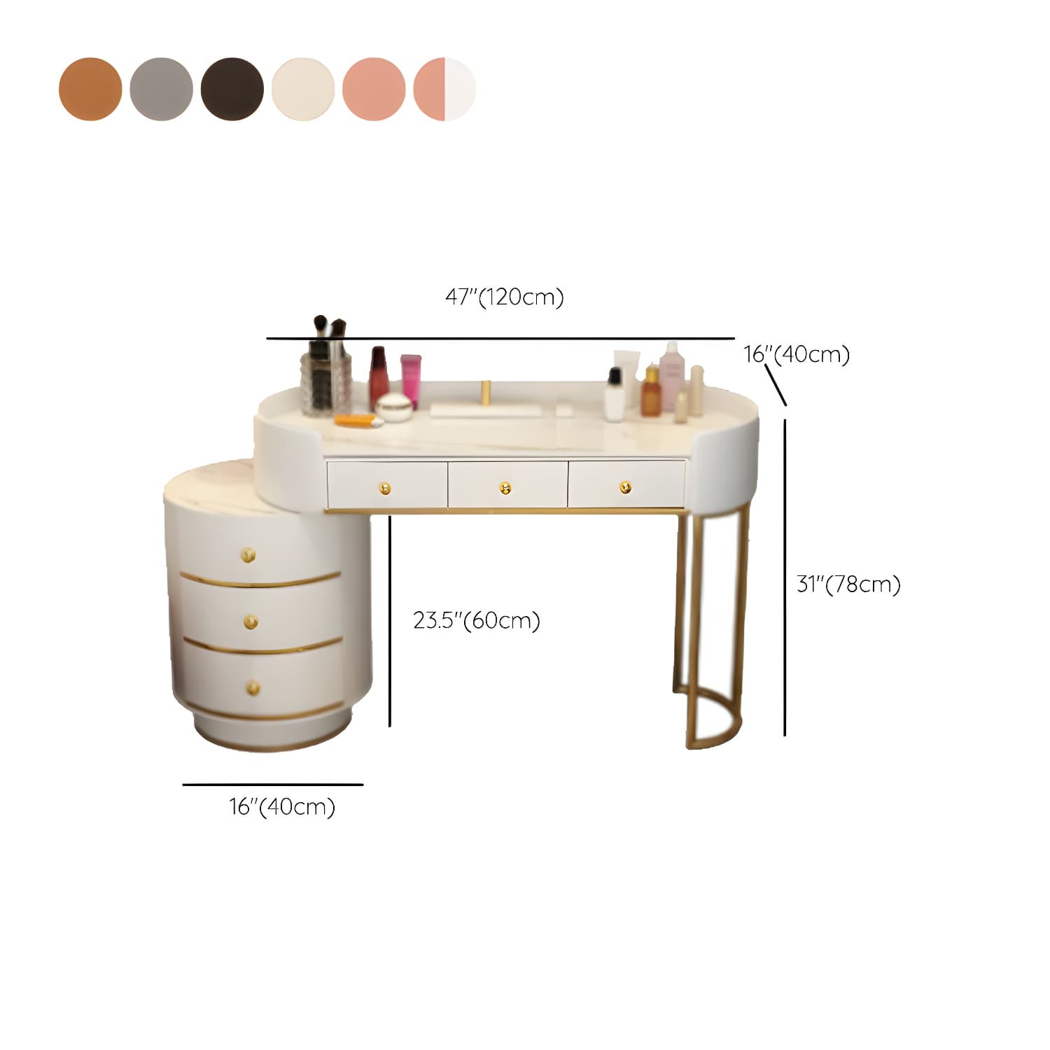 Wooden Makeup Vanity Desk Bedroom Dressing Table Stool Set with Drawer thumbnail 26