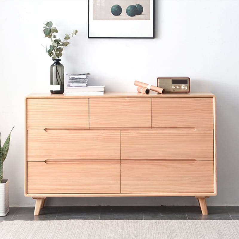Five-Drawer Wooden Dresser, Natural Color, Modern Design, 50in Length, Pre-Drilled thumbnail 4