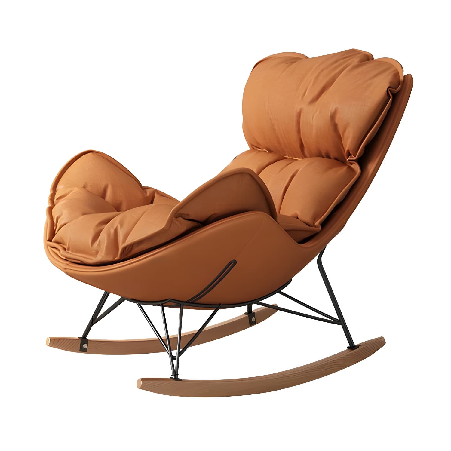 Stylish and Modern Upholstered Rocking Chair with Natural Wood Legs thumbnail 12