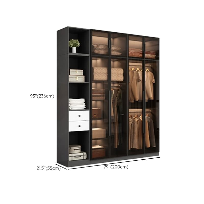 Ink-Colored Manufactured Wood Detached Wardrobe Closet with Soft Close Drawer, Door, Interior Shelves, and Clothing Rod thumbnail 26