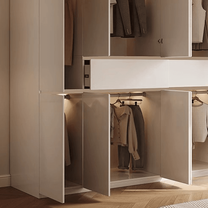 Chalk Minimalist Wood Cabinet Armoire with Soft Close Drawer and Door, Interior Shelves, and Clothing Rod thumbnail 5