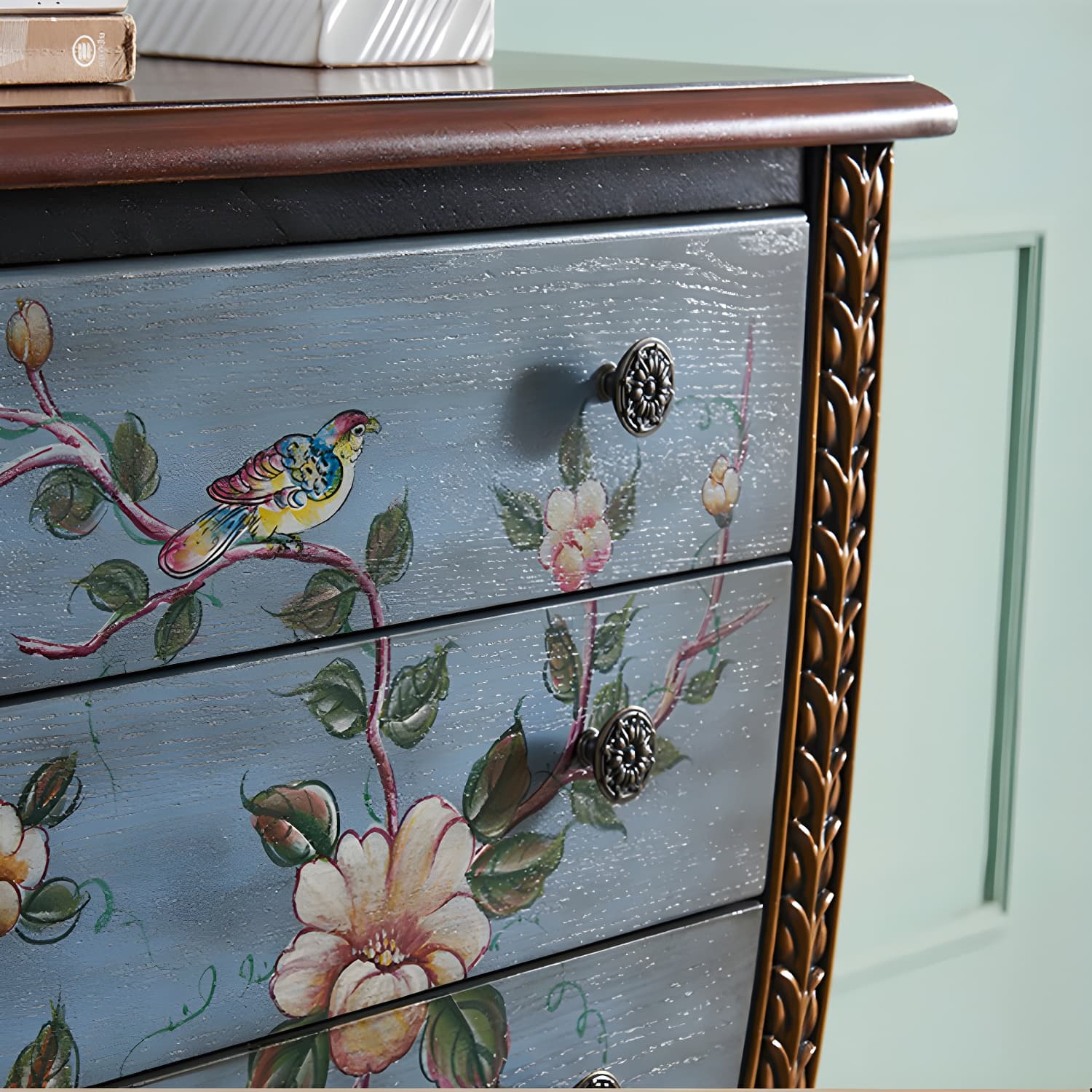 Rustic Wood Chest Vertical Chest with Drawers for Living Room thumbnail 15
