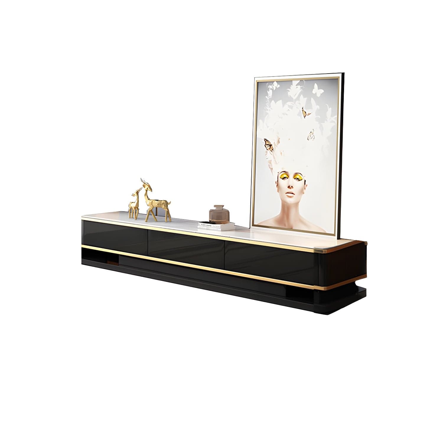 Luxurious 3-Drawer TV Stand Console 16.54-Inch H Glass TV Console thumbnail 1