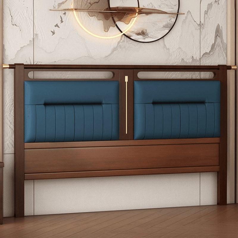 Modish No Distressing Timber Panel Headboard with Rectangle/Stepped Shape for Queen/King/Full Bed, Featuring Sponge Upholstery and Standard Height thumbnail 3