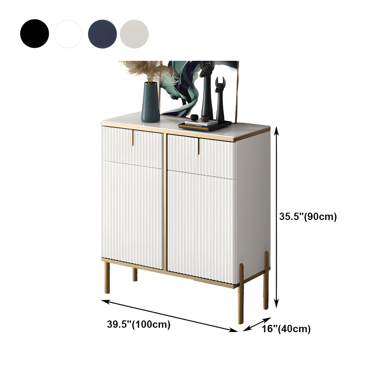 Glam Style Buffet Sideboard Sintered Stone Top Server with Door and Drawer - image 16