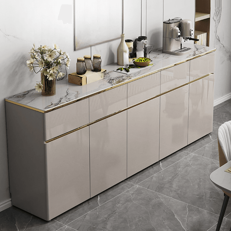 Elegant Standalone Sideboard with 5 Drawers, 5 Doors, and Faux Marble Countertop thumbnail 3