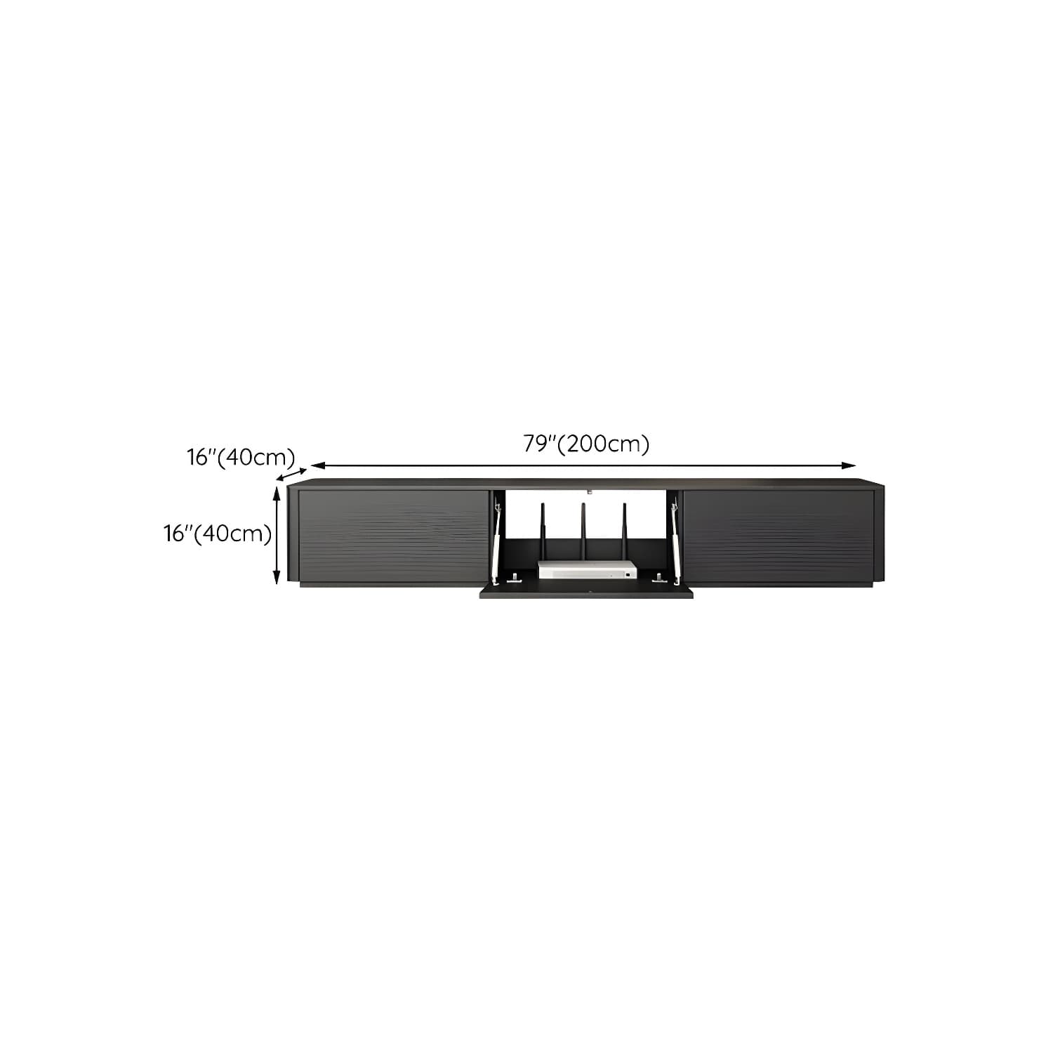 Black Wood TV Stand with Drawers and Cable Management – Modern Style and Low Height thumbnail 14