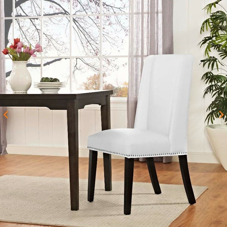 Flannel/Linen/PU Upholstered Stable Framed Armless Chair with Parsons Back and Nailhead Trim for Dinette in a Trendy Style thumbnail 13