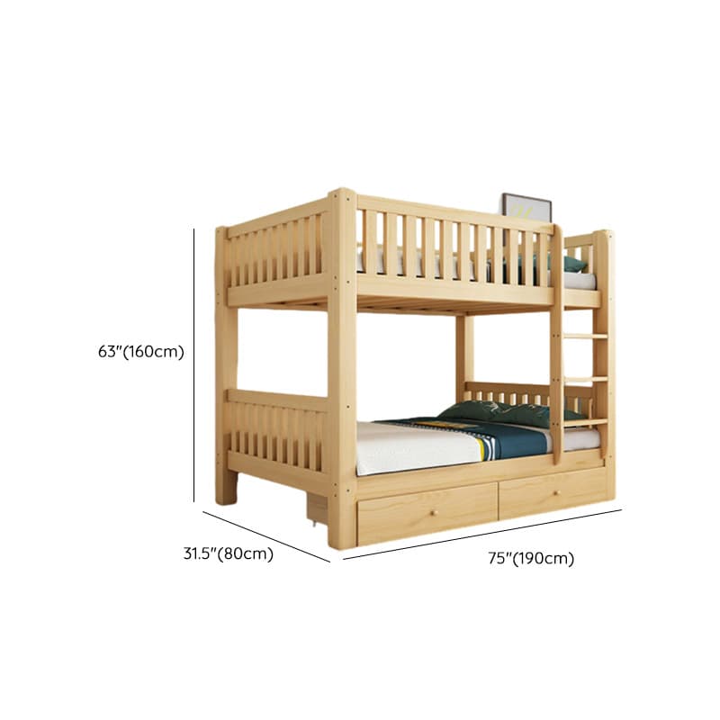 Timber Wood Color Bunk Bed with 2 Storage Boxes, Safety Guardrail & Compartment Bedroom thumbnail 35