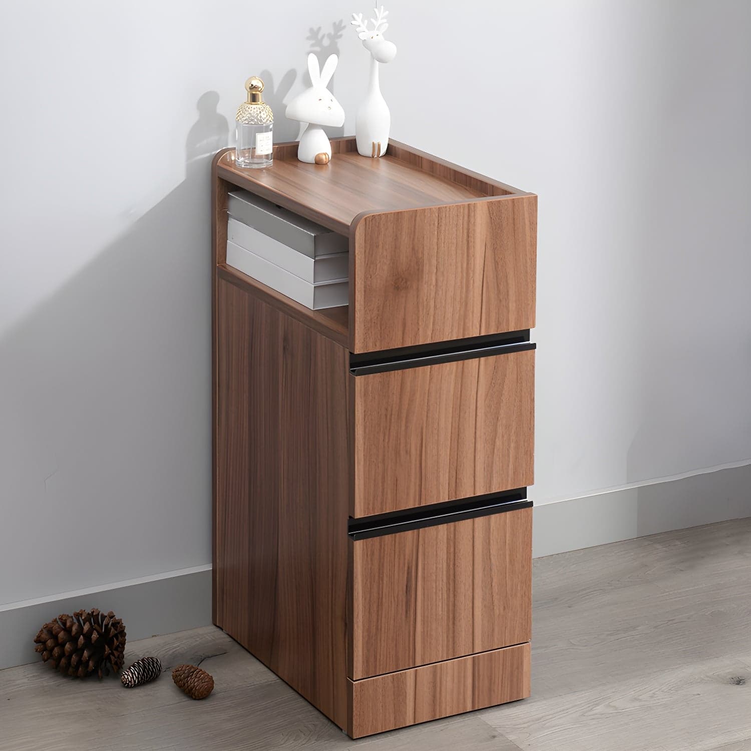 Scandinavian Accent Table Nightstand 25.5" Tall with 2 Drawers thumbnail 7