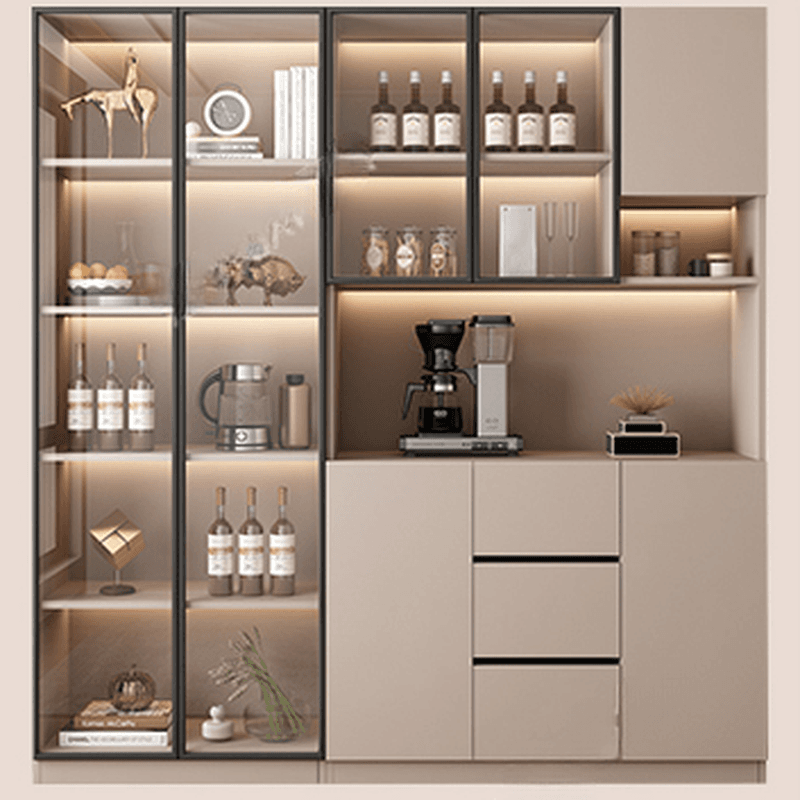 Wide/Standard/Narrow Modern Timber 3 Drawers 2 Shelves/3 Shelves/1 Shelf Glass Doors Pantry Hutch Sideboard thumbnail 14
