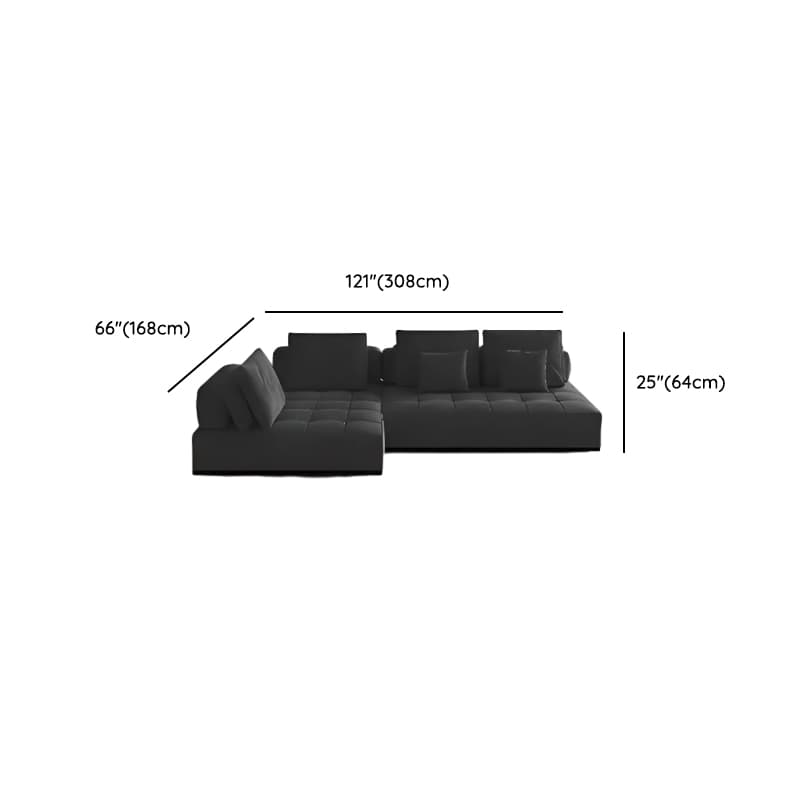 L-Shape Dark Upholstery Corner Sectional, Seats 5 with Button-tufted Design thumbnail 7
