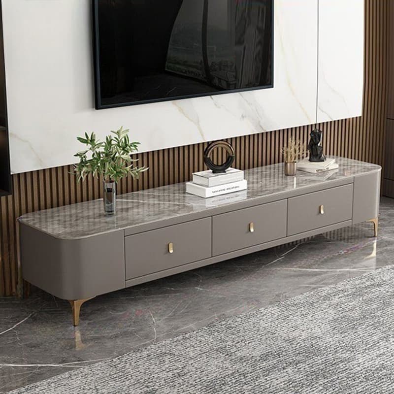 Luxurious Rectangular Glass TV Stand with Storage Drawers, 11.8"W x 15.4"H thumbnail 1