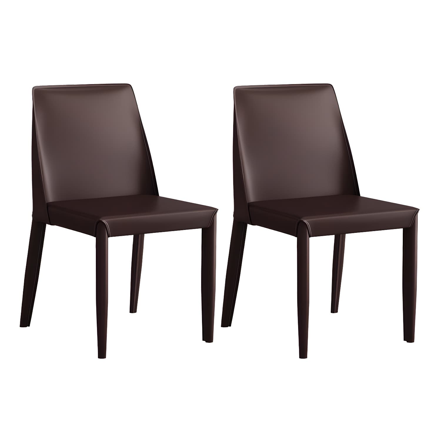 Modern Leather Dining Chair Parsons Furniture with Steel Legs in Matte Finish for Home thumbnail 3