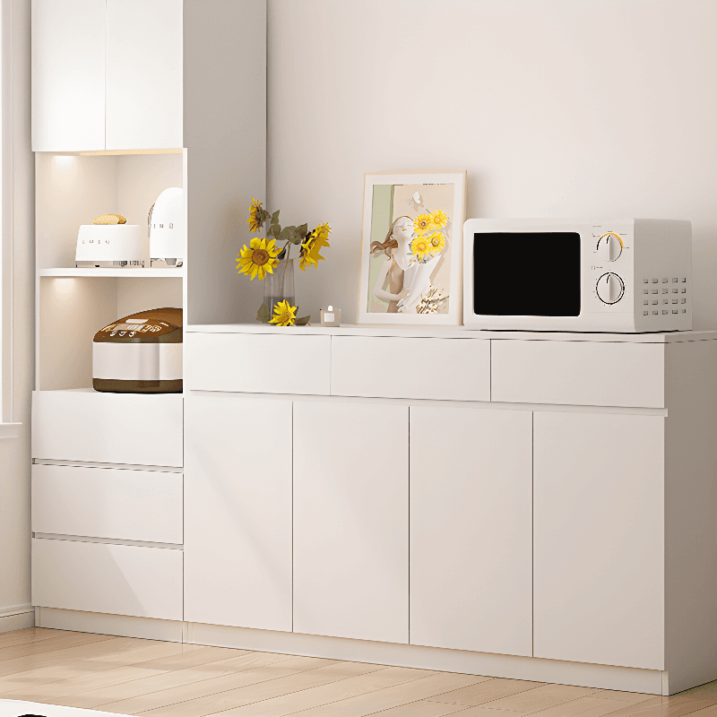 Simple Sideboard with Multiple Drawers, Closet Cabinet, Standard and Narrow Sizes, 1 or 2 Shelves, Wood Countertop, 2 to 5 Doors thumbnail 5