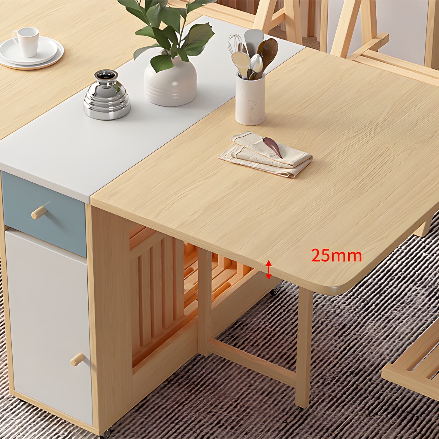 1/3/5/7 Pieces Modern Space-Saving Wood Multi Purpose Dining Set thumbnail 9
