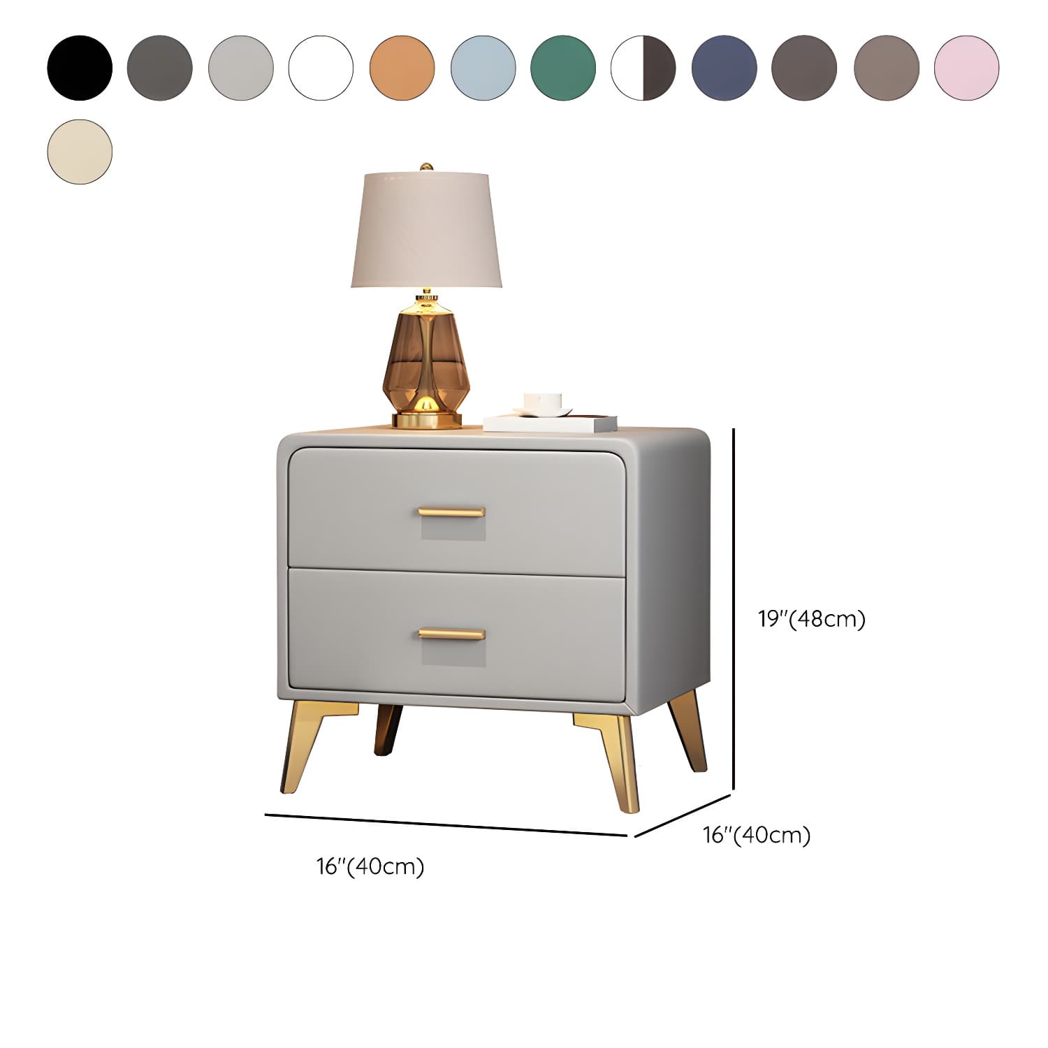 Faux Leather Modern Nightstand with Drawer Storage - Small Size, 2 Drawers thumbnail 24