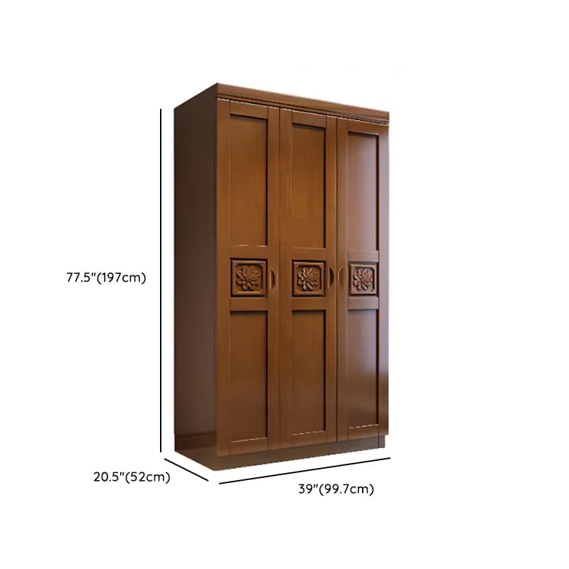 Vintage Sepia Lumber Wardrobe with Soft Close Drawer, Soft Close Door, Interior Shelves, and Hanging Rod thumbnail 18