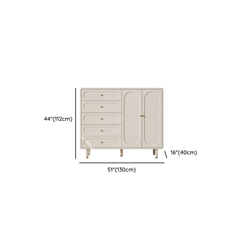 Chalk Casual Particle Board Wood Console Dresser with 5/4 Drawers, Hutch, 3 Interior Shelves, Horizontal thumbnail 24