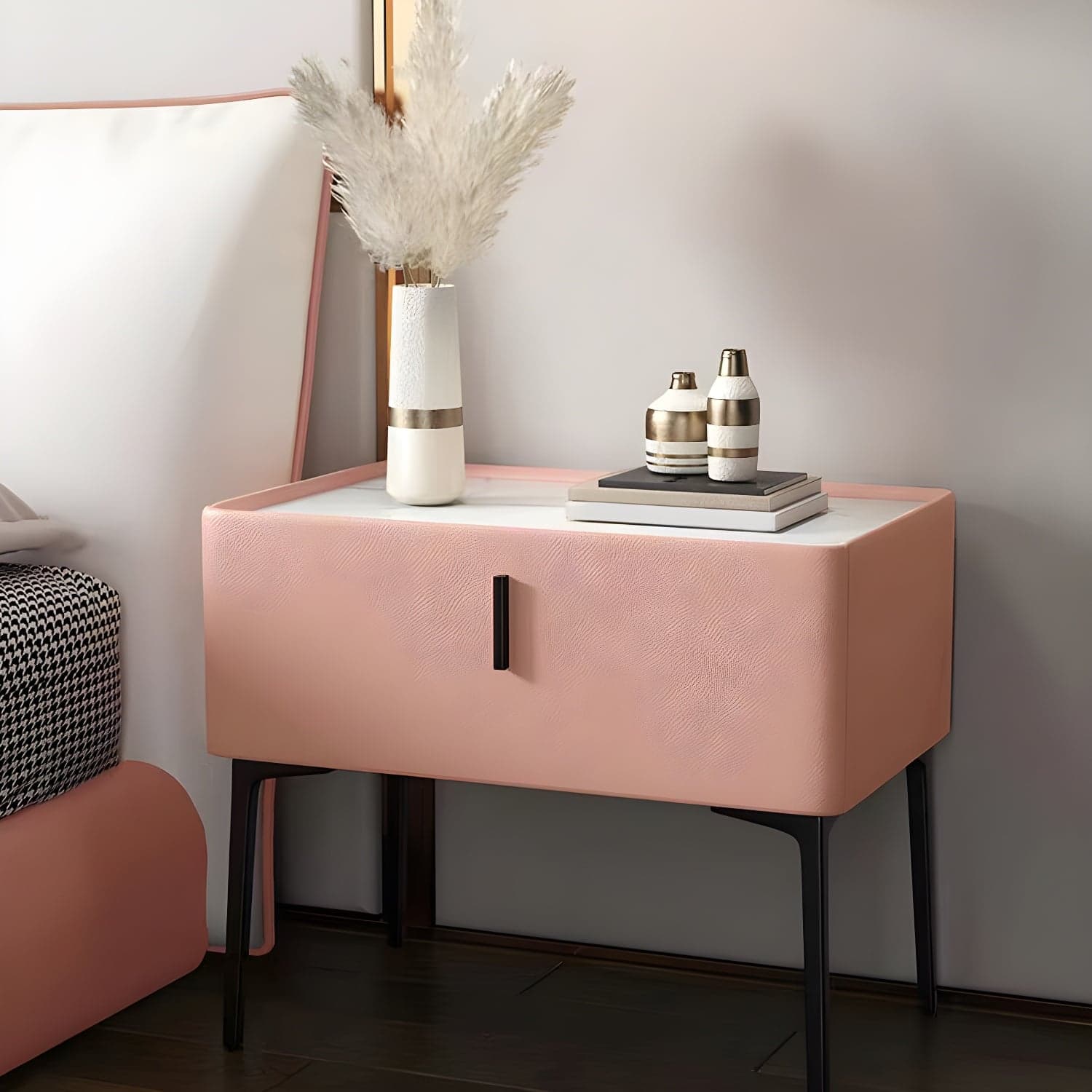 Contemporary 1 Drawer Accent Table Nightstand Antique Finish Bed Nightstand thumbnail 7