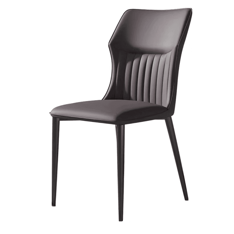 Minimalist Side Chair with Closed Back, Padded Upholstery, and Ink Metal Legs thumbnail 1