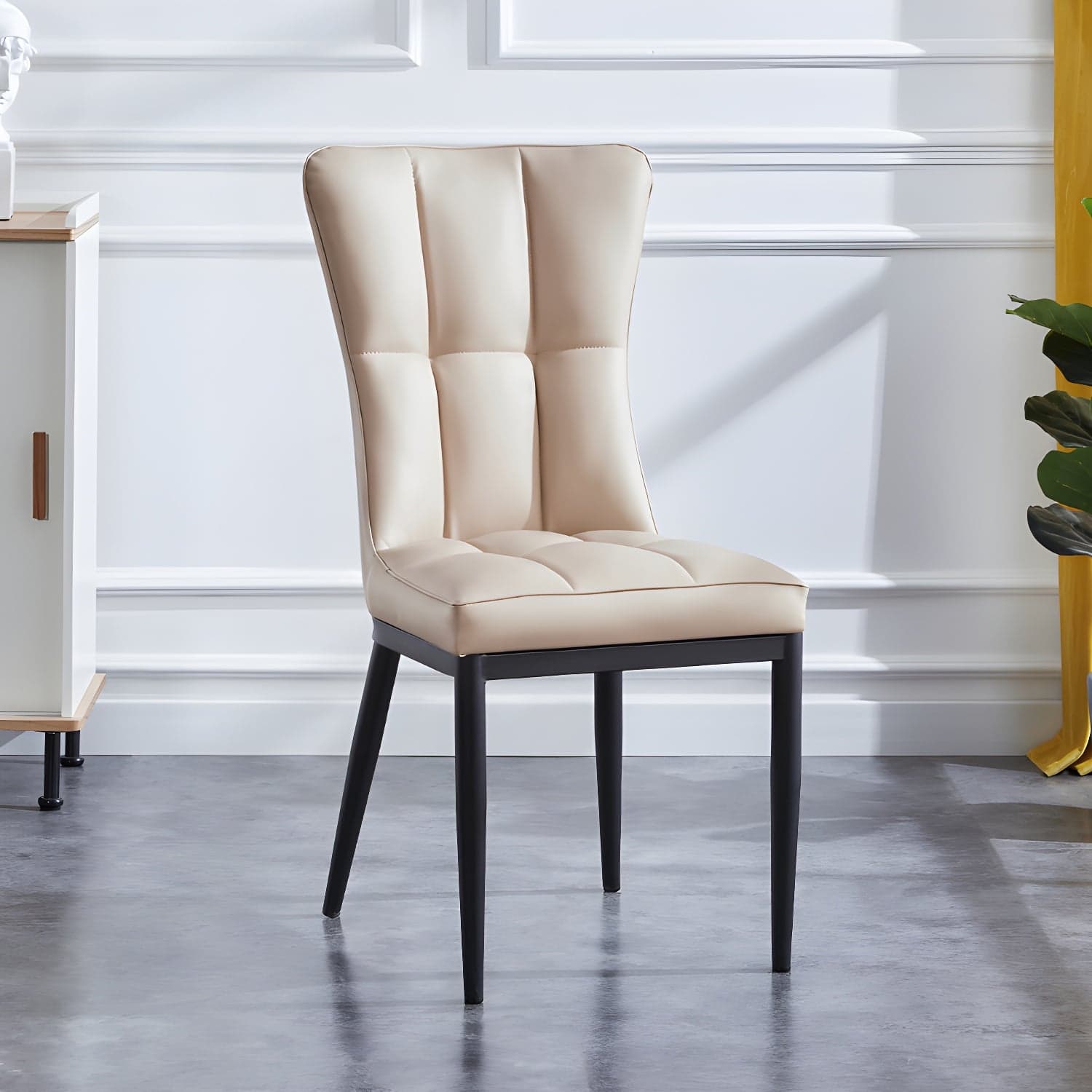 Upholstered Armless Dining Chairs Solid Back Side Chairs with Metal Legs thumbnail 1