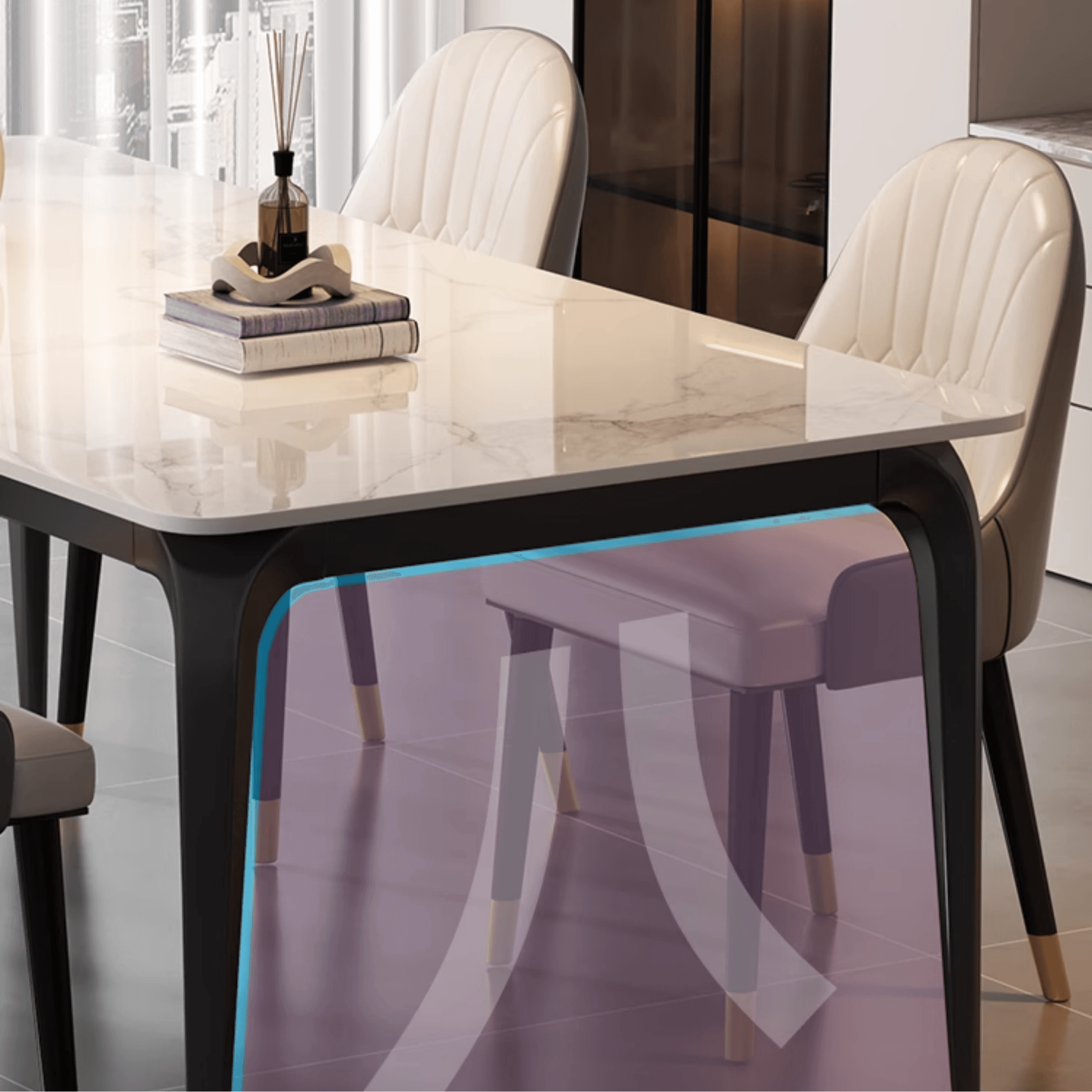 Trendy White/Charcoal/Light Gray Rectangle Scratch Resistant Sintered Stone Top Dining Table for 4/8 People/Seats 6, Standard Table Height thumbnail 17