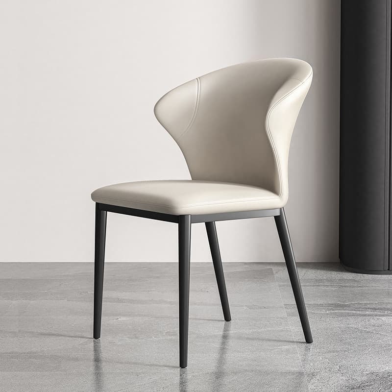 Modish Side Chair with Wing Chair Back, Padded Upholstery, Midnight Black Metal Legs thumbnail 11