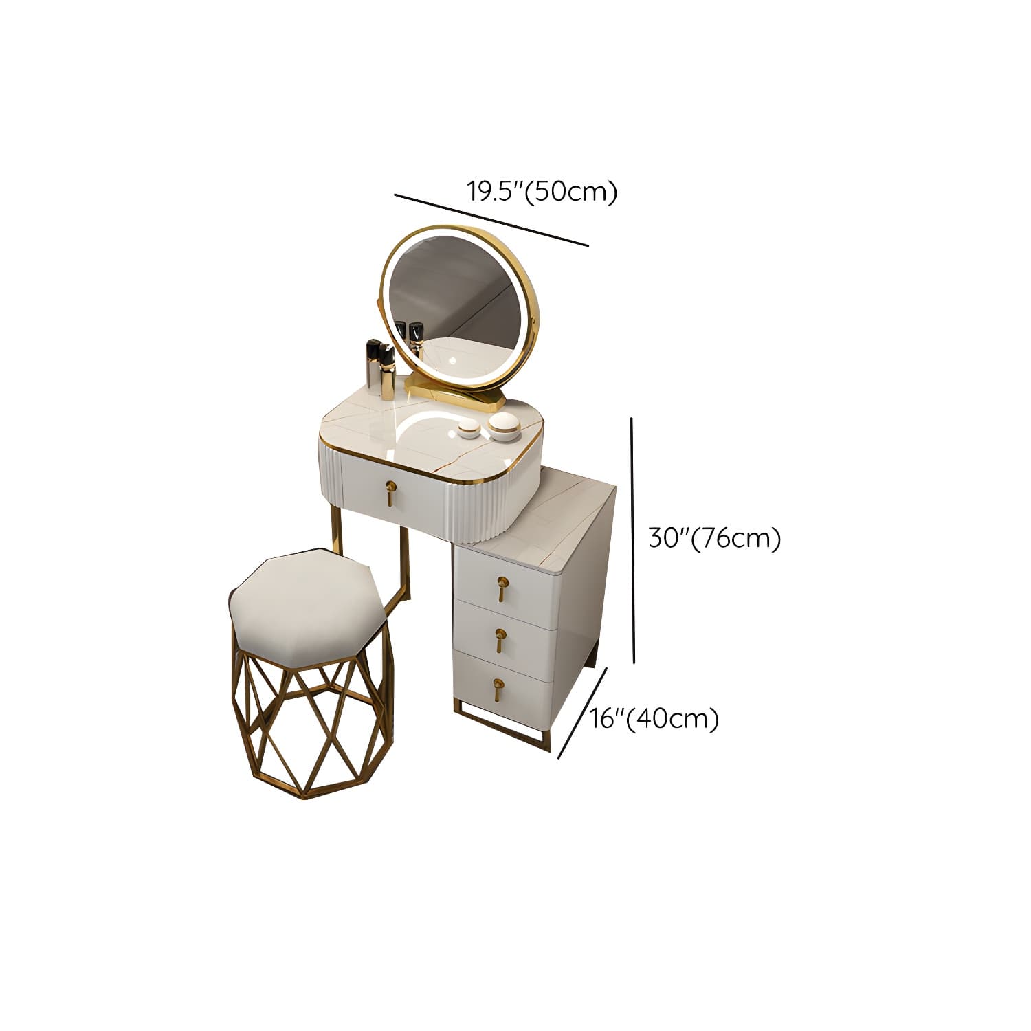 Contemporary Makeup Vanity Desk Table 29.9" H Bedroom Makeup Counter thumbnail 34