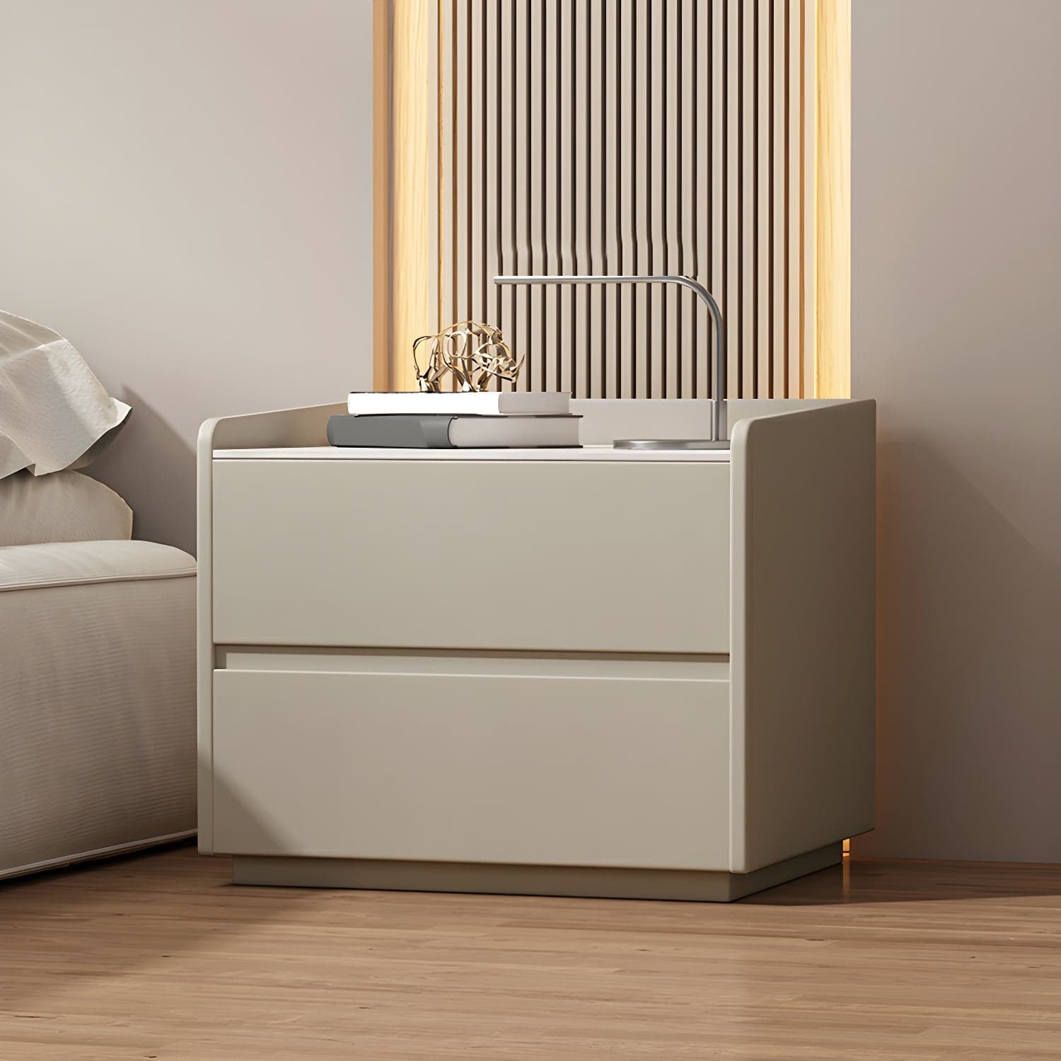 White Slate Countertop Nightstands Increase The Surrounding Height to Prevent Falling thumbnail 7