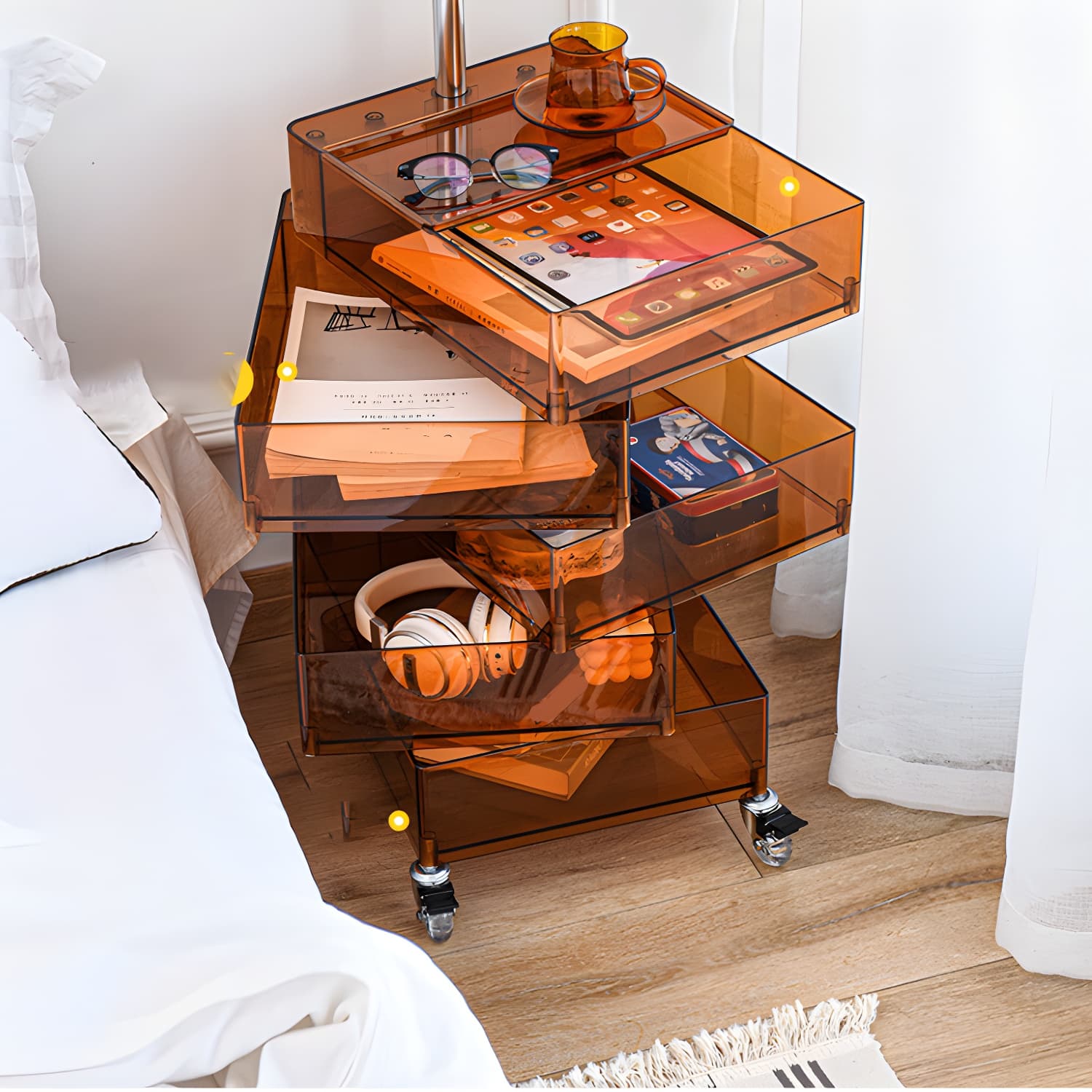 Plastic Five-Drawer Nightstand 28" H Night Table with Casters thumbnail 16