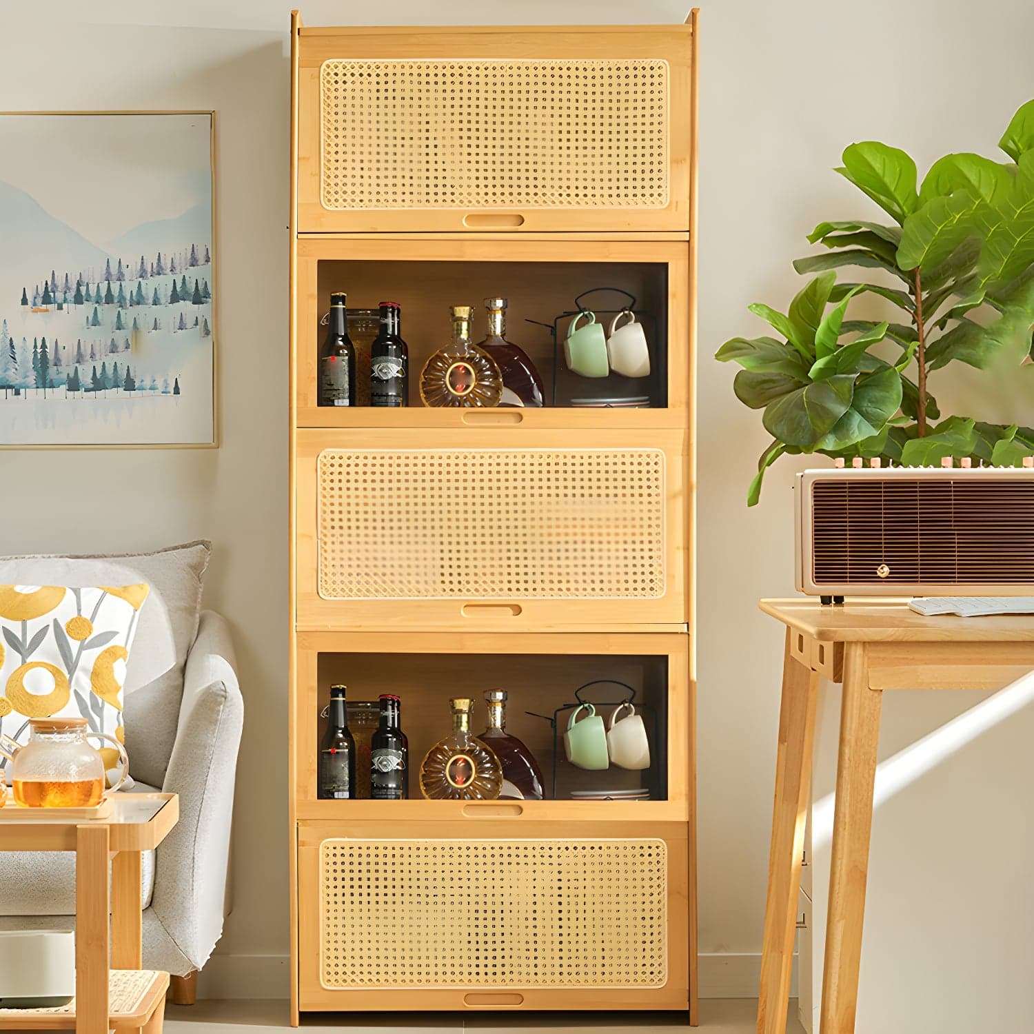 Minimalistic Solid Wood Accent Cabinet Rectangle Storage Cabinet thumbnail 4