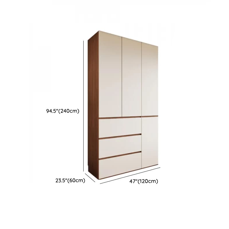 White Minimalist Manufactured Wood Independent Wardrobe Closet with Soft Close Drawer, Soft Close Door, and Interior Shelves thumbnail 11