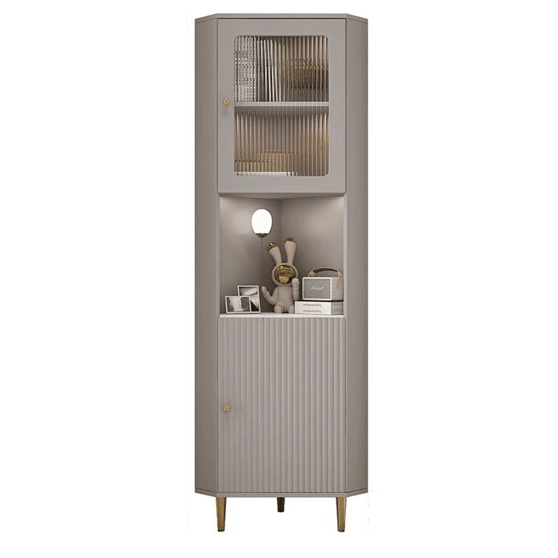 Grey/Beige Engineered Wood Utility Cabinet with Illuminating in a Modern Style thumbnail 4