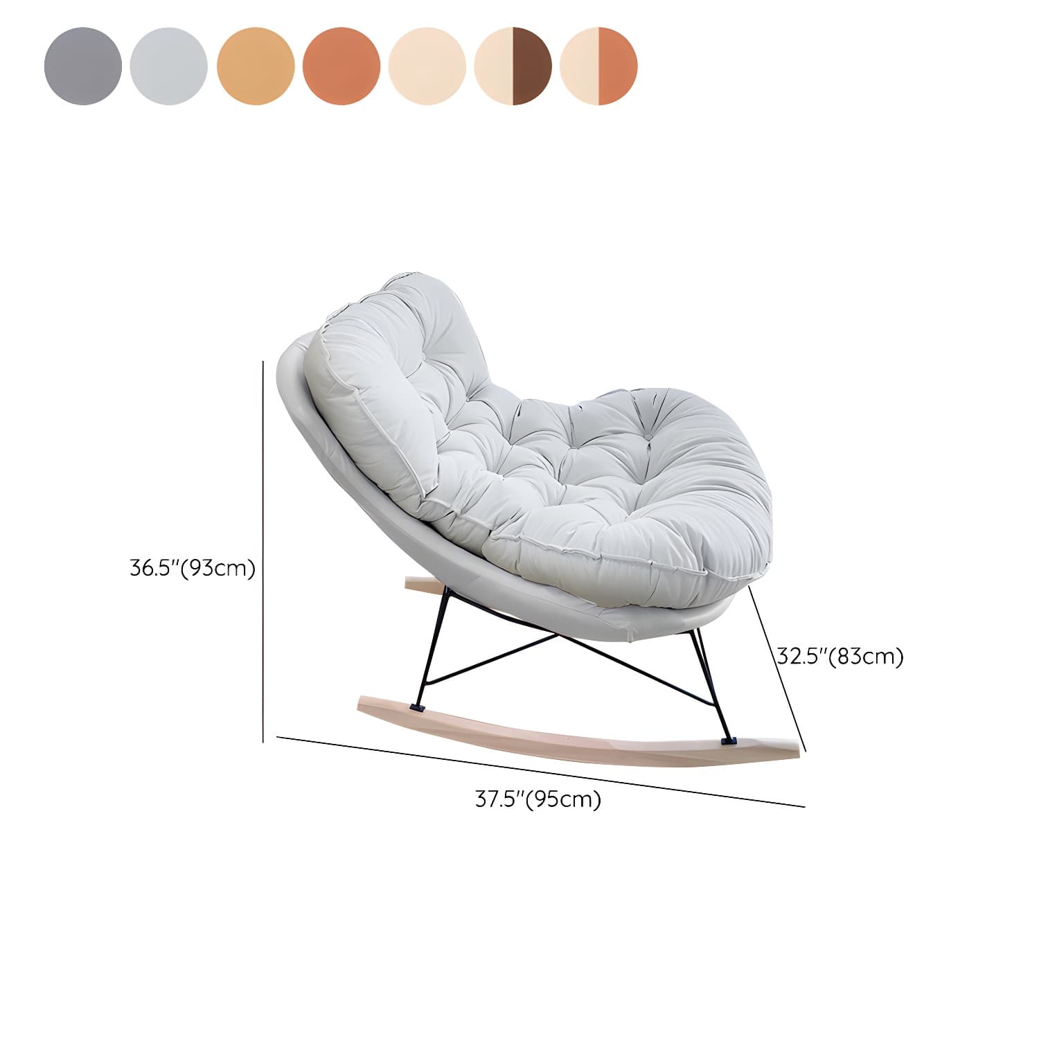 Modern Tufted Upholstered Rocking Chair with Natural Wood Legs thumbnail 20