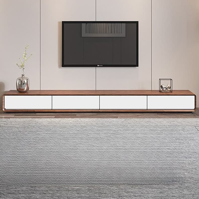 Contemporary Oblong Wood TV Stand Console with Storage Drawers thumbnail 14